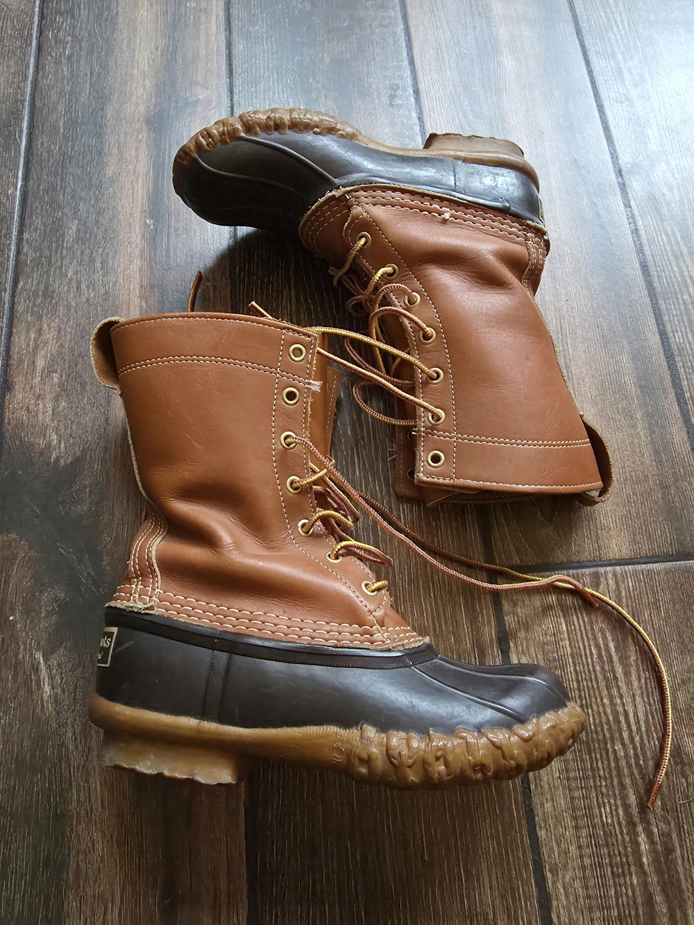 L.L BEAN Brown Leather and Black Rubber BEAN Boots SIZE 5